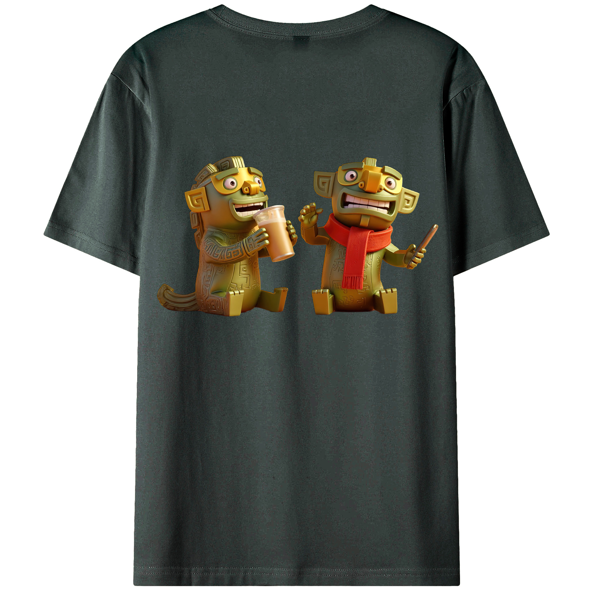 （画像用） Ne Zha 2 ナタ 魔童の大暴れ 綿100％ メンズ半袖Tシャツ（バックプリント） 通気性